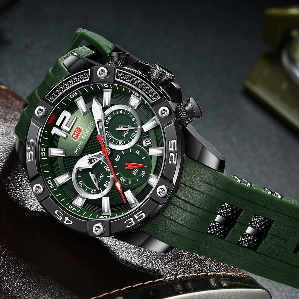 Mini Focus Nouvelle Mode Sport Montres Hommes Étanche Bracelet en Silicone Montre-Bracelet Multifonction Aiguilles Lumineuses Pour Hommes