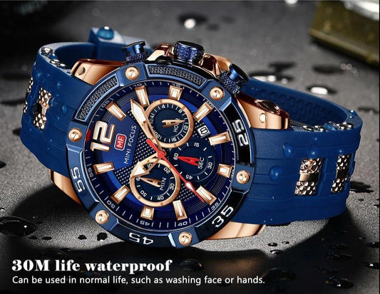 Mini Focus New Fashion Sport Mens Watches Waterproof Silicon Strap Wrist Watch Multifunctional Luminous Hands For Men