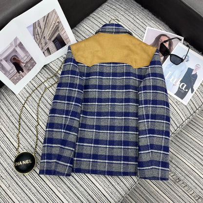 Miu Miu Women's Plaid Suede Wool Jacket