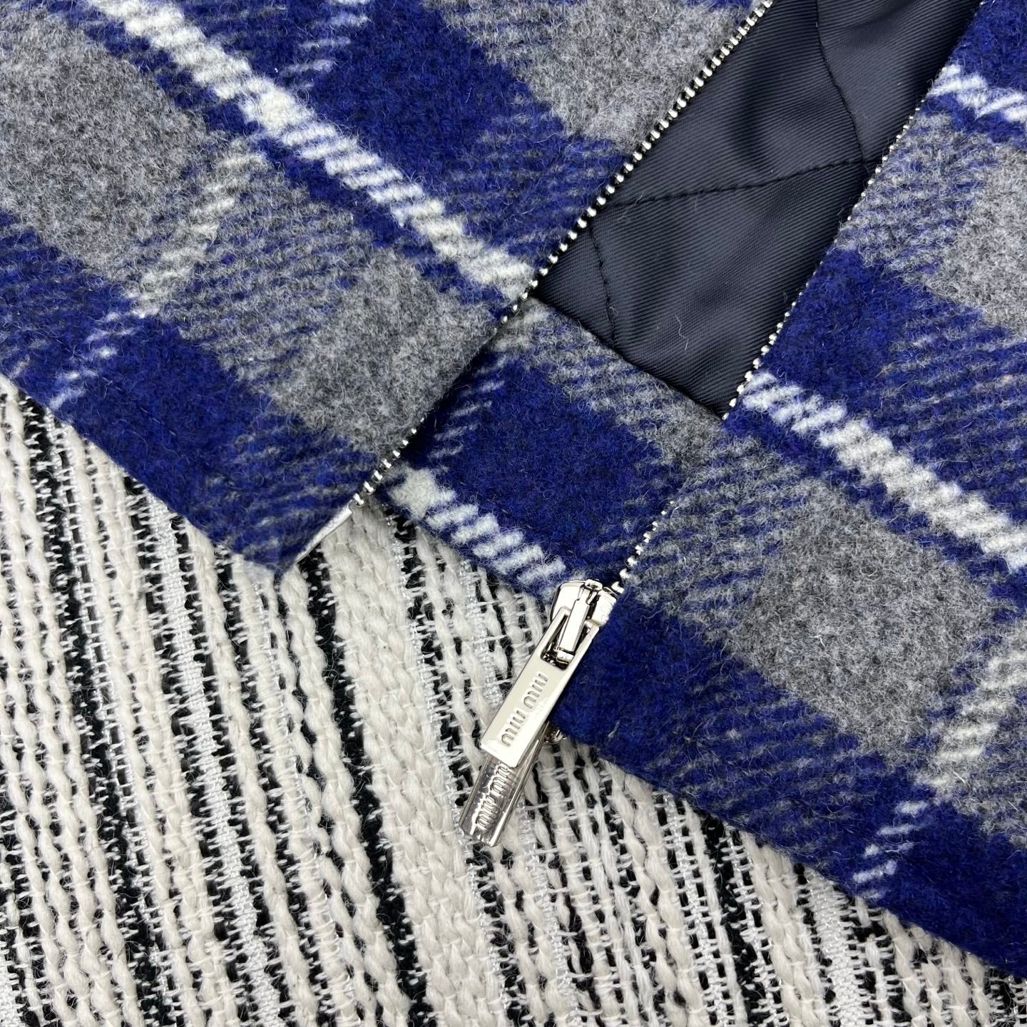Miu Miu Women's Plaid Suede Wool Jacket
