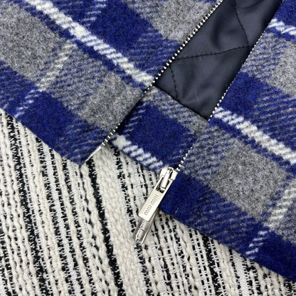 Miu Miu Women's Plaid Suede Wool Jacket