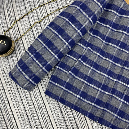 Miu Miu Women's Plaid Suede Wool Jacket